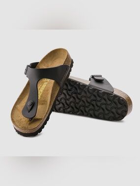Birkenstock Black Leather Thong Sandals